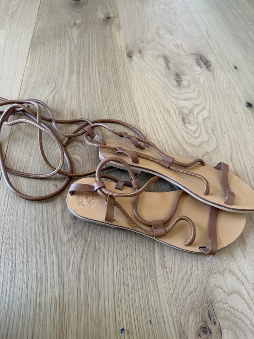Women’s Brown Lace-Up Flat Sandals